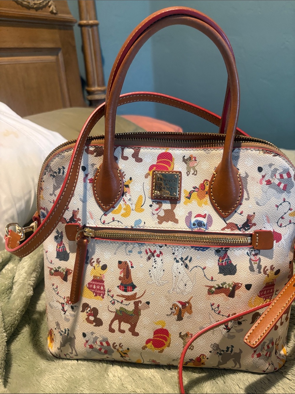 Dooney & Bourke Walt Disney World Satchel Christmas Dog Print
